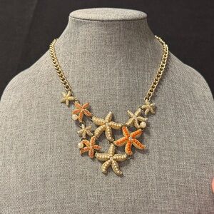 LOFT Gold, Orange and Pearl Starfish Necklace